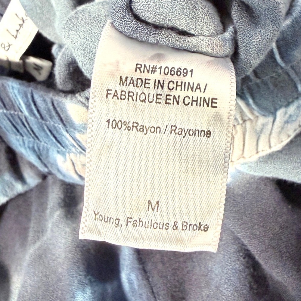 Young Fabulous & Broke Pants Womens M Blue Tie Dye Tulip Split Leg Rayon Boho - Picture 6 of 10